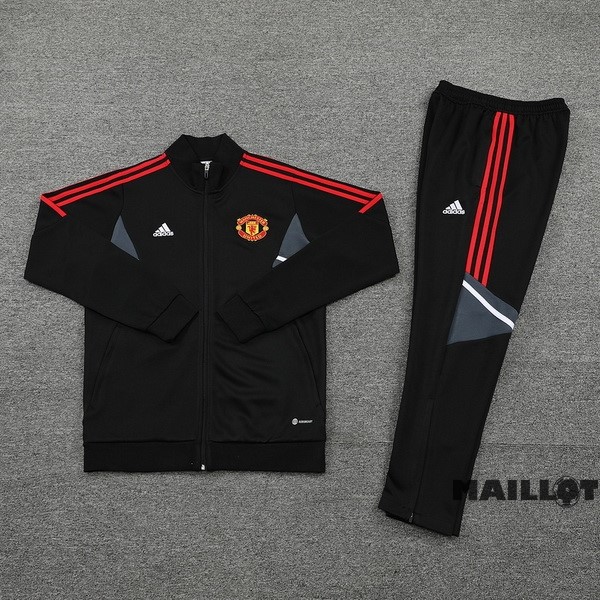 Foot Maillot Pas Cher Ensemble Complet Ropa Deportiva Con Cremallera Larga Manchester United 2022 2023 Noir