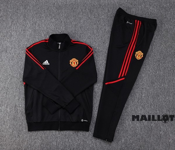 Foot Maillot Pas Cher Ensemble Complet Ropa Deportiva Con Cremallera Larga Manchester United 2022 2023 Noir