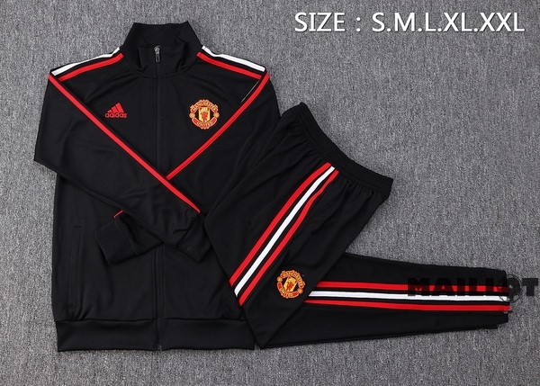 Foot Maillot Pas Cher Ensemble Complet Ropa Deportiva Con Cremallera Larga Manchester United 2022 2023 Noir