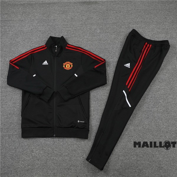 Foot Maillot Pas Cher Ensemble Complet Ropa Deportiva Con Cremallera Larga Manchester United 2022 2023 Noir