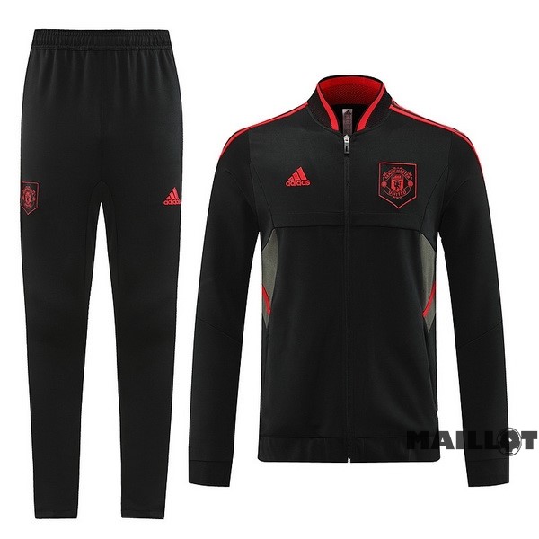 Foot Maillot Pas Cher Ensemble Complet Ropa Deportiva Con Cremallera Larga Manchester United 2022 2023 Noir
