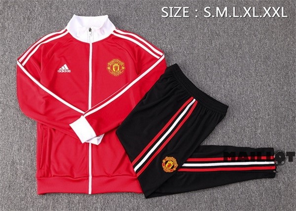 Foot Maillot Pas Cher Ensemble Complet Ropa Deportiva Con Cremallera Larga Manchester United 2022 2023 Rouge I Noir Blanc