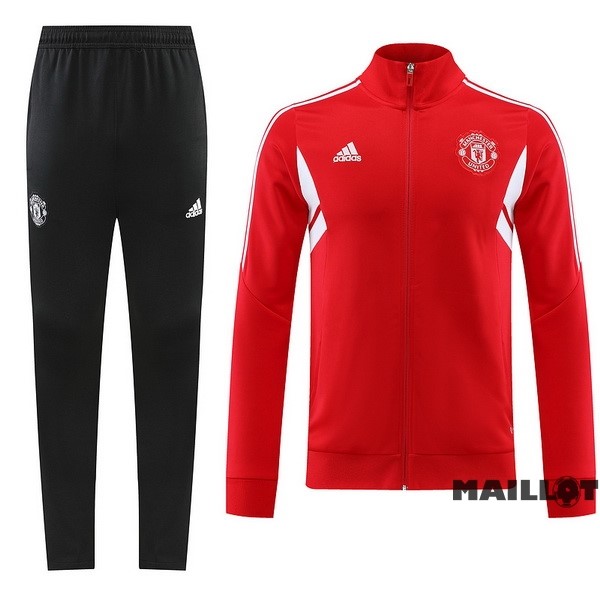 Foot Maillot Pas Cher Ensemble Complet Ropa Deportiva Con Cremallera Larga Manchester United 2022 2023 Rouge Noir