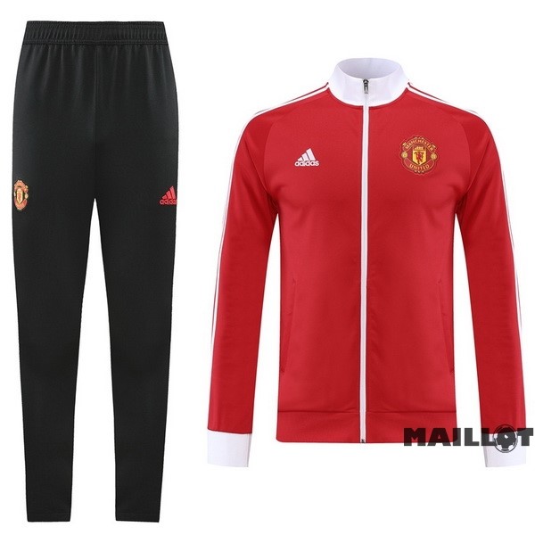 Foot Maillot Pas Cher Ensemble Complet Ropa Deportiva Con Cremallera Larga Manchester United 2022 2023 Rouge Noir