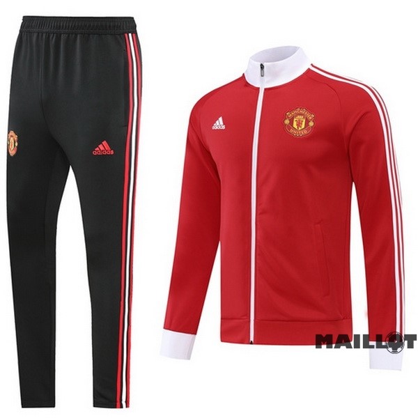 Foot Maillot Pas Cher Ensemble Complet Ropa Deportiva Con Cremallera Larga Manchester United 2022 2023 Rouge Noir