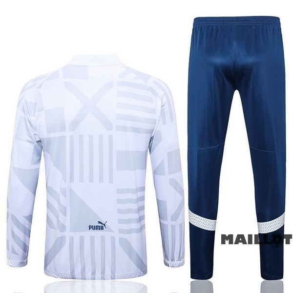 Foot Maillot Pas Cher Ensemble Complet Ropa Deportiva Con Cremallera Larga Marsella 2022 2023 Blanc Bleu