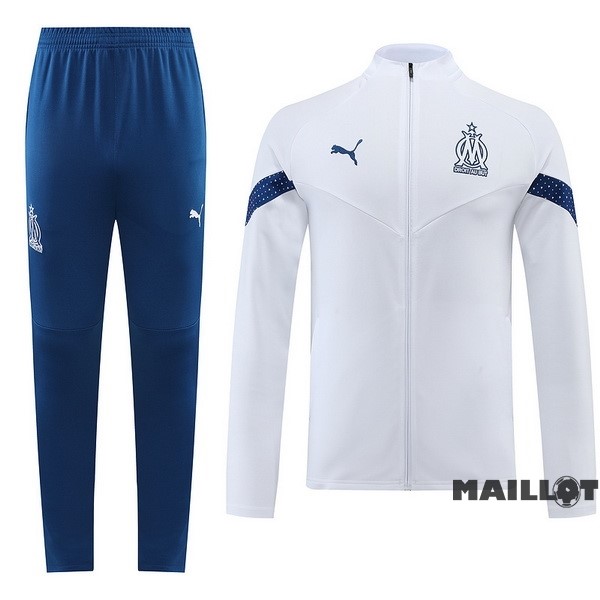 Foot Maillot Pas Cher Ensemble Complet Ropa Deportiva Con Cremallera Larga Marsella 2022 2023 Bleu Blanc