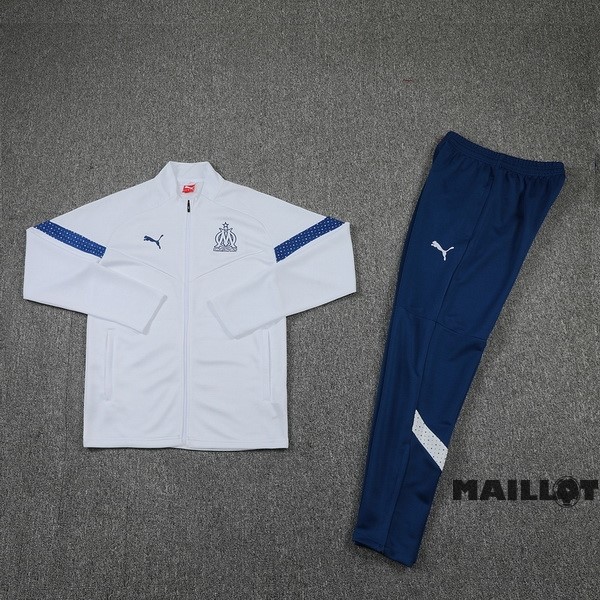Foot Maillot Pas Cher Ensemble Complet Ropa Deportiva Con Cremallera Larga Marsella 2022 2023 Bleu Blanc