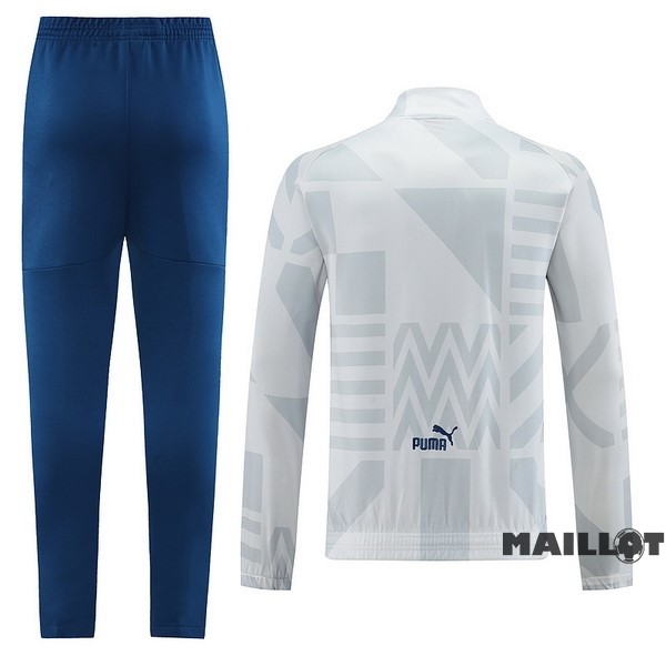 Foot Maillot Pas Cher Ensemble Complet Ropa Deportiva Con Cremallera Larga Marsella 2022 2023 Bleu Gris