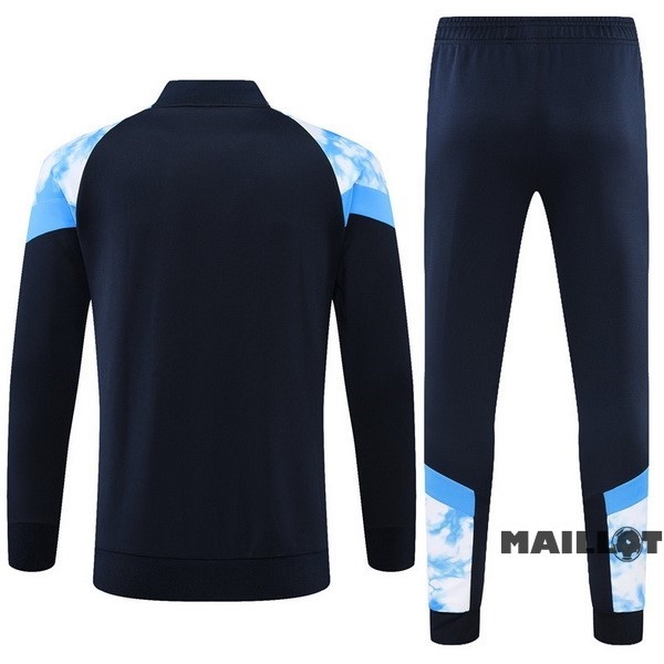 Foot Maillot Pas Cher Ensemble Complet Ropa Deportiva Con Cremallera Larga Marsella 2022 2023 Bleu Marine Blanc