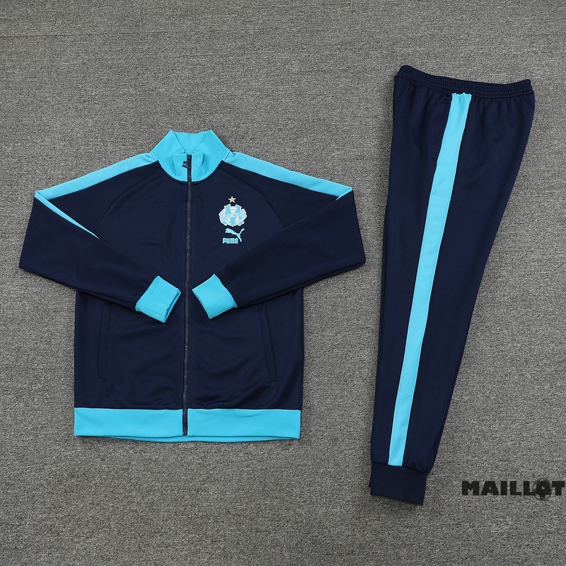 Foot Maillot Pas Cher Ensemble Complet Ropa Deportiva Con Cremallera Larga Marsella 2023 2024 Bleu