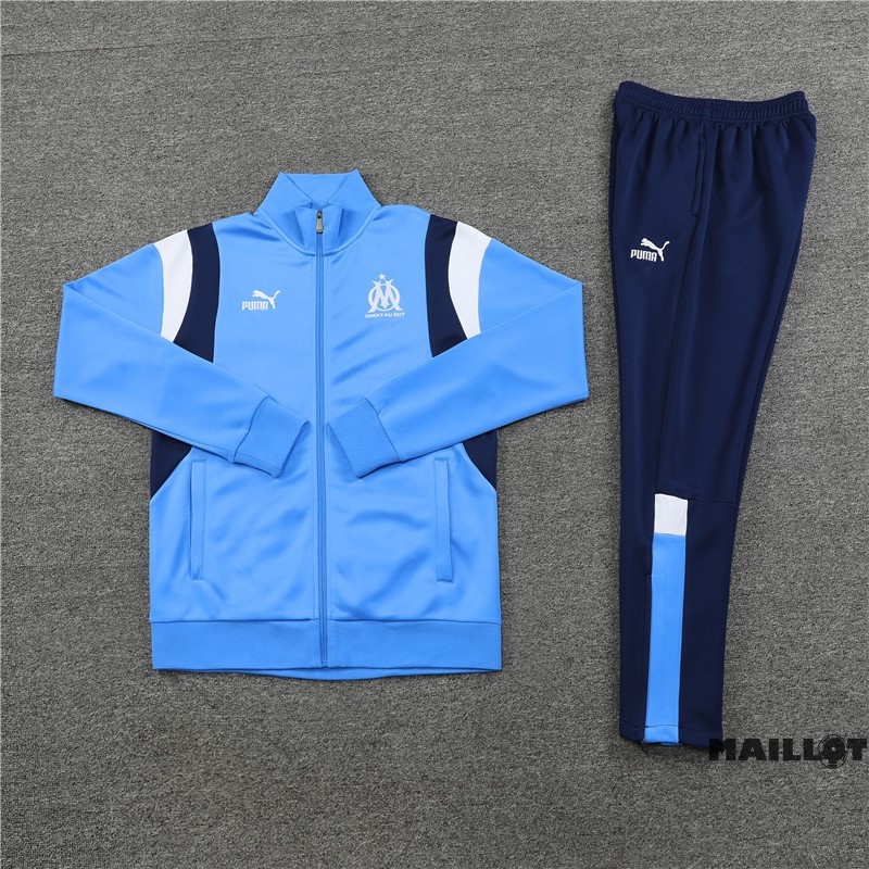 Foot Maillot Pas Cher Ensemble Complet Ropa Deportiva Con Cremallera Larga Marsella 2023 2024 Bleu