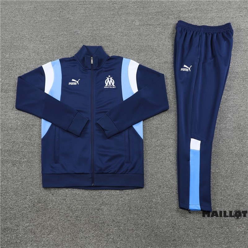 Foot Maillot Pas Cher Ensemble Complet Ropa Deportiva Con Cremallera Larga Marsella 2023 2024 Bleu