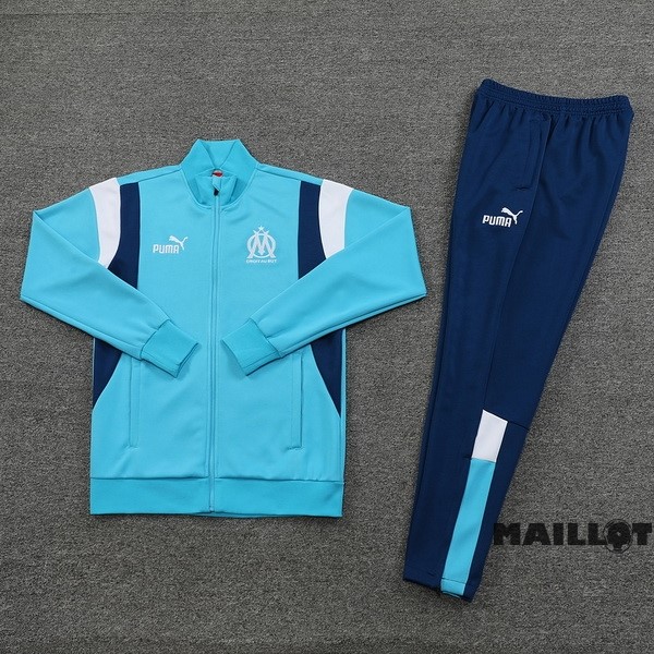 Foot Maillot Pas Cher Ensemble Complet Ropa Deportiva Con Cremallera Larga Marsella 2023 2024 Bleu