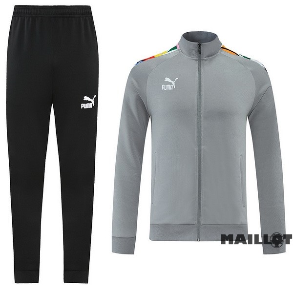 Foot Maillot Pas Cher Ensemble Complet Ropa Deportiva Con Cremallera Larga PUMA 2022 2023 Gris Noir