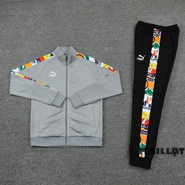 Foot Maillot Pas Cher Ensemble Complet Ropa Deportiva Con Cremallera Larga PUMA 2022 2023 Gris Noir