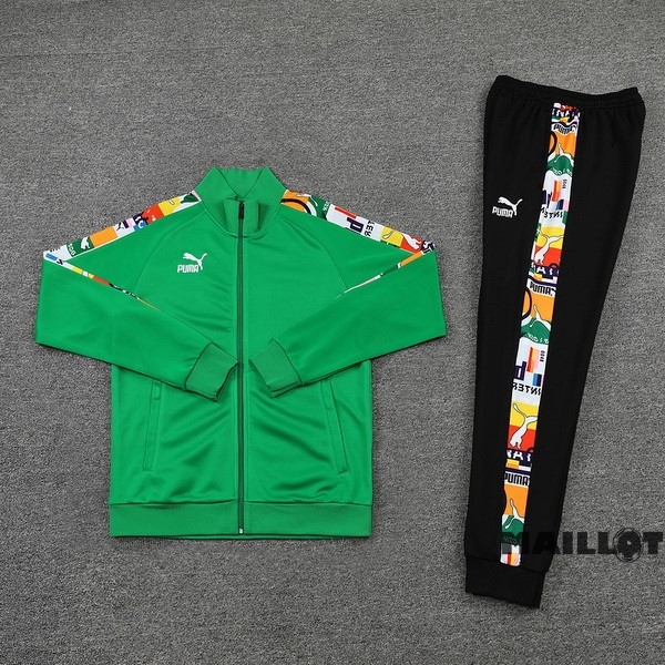 Foot Maillot Pas Cher Ensemble Complet Ropa Deportiva Con Cremallera Larga PUMA 2022 2023 Vert Noir