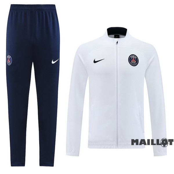 Foot Maillot Pas Cher Ensemble Complet Ropa Deportiva Con Cremallera Larga Paris Saint Germain 2022 2023 Blanc Bleu