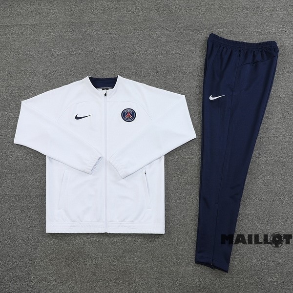 Foot Maillot Pas Cher Ensemble Complet Ropa Deportiva Con Cremallera Larga Paris Saint Germain 2022 2023 Blanc Bleu