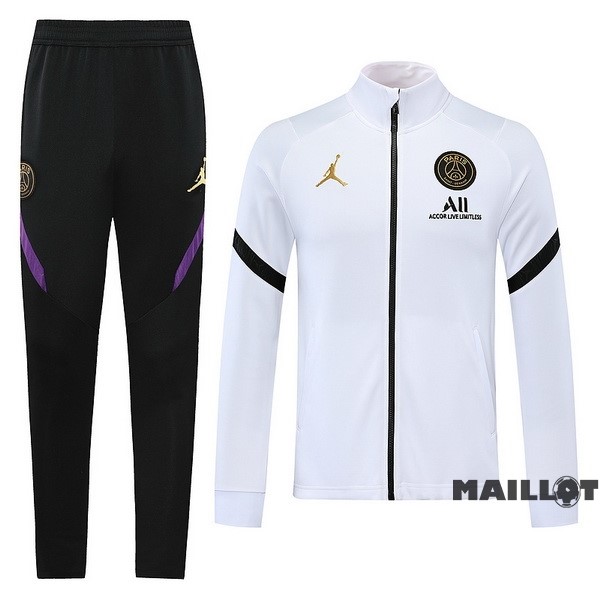 Foot Maillot Pas Cher Ensemble Complet Ropa Deportiva Con Cremallera Larga Paris Saint Germain 2022 2023 Blanc Noir