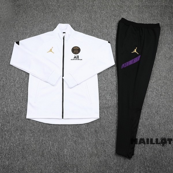 Foot Maillot Pas Cher Ensemble Complet Ropa Deportiva Con Cremallera Larga Paris Saint Germain 2022 2023 Blanc Noir