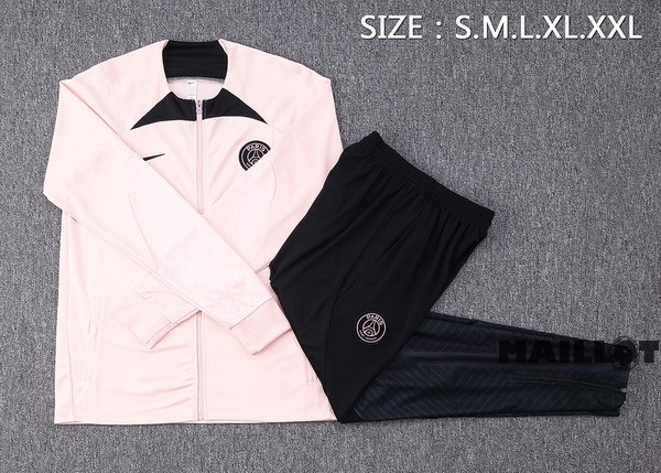 Foot Maillot Pas Cher Ensemble Complet Ropa Deportiva Con Cremallera Larga Paris Saint Germain 2022 2023 Rose Noir