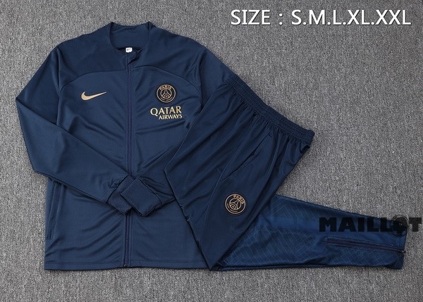 Foot Maillot Pas Cher Ensemble Complet Ropa Deportiva Con Cremallera Larga Paris Saint Germain 2023 2024 Bleu Marine