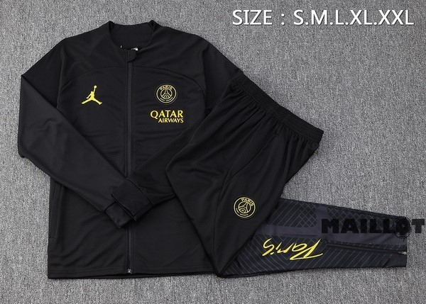 Foot Maillot Pas Cher Ensemble Complet Ropa Deportiva Con Cremallera Larga Paris Saint Germain 2023 2024 Noir