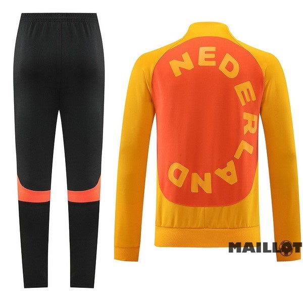 Foot Maillot Pas Cher Ensemble Complet Ropa Deportiva Con Cremallera Larga Pays Bas 2022 Orange Noir