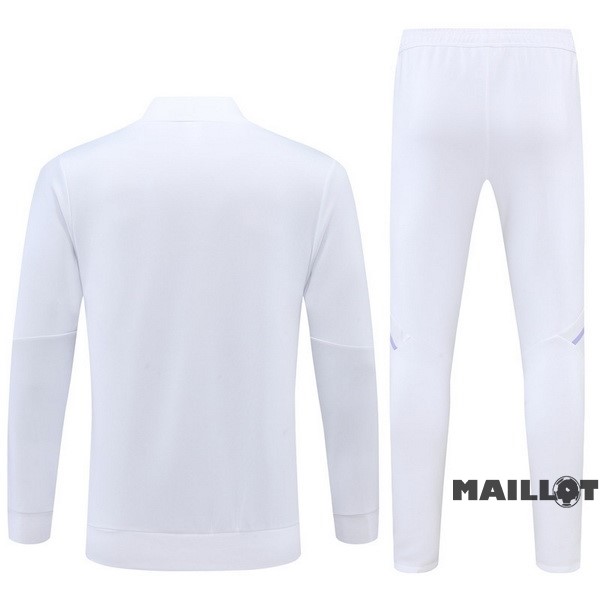 Foot Maillot Pas Cher Ensemble Complet Ropa Deportiva Con Cremallera Larga Real Madrid 2022 2023 Blanc