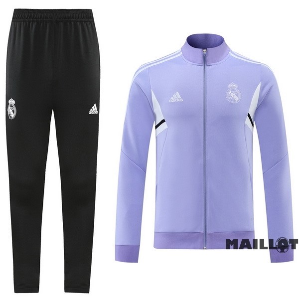 Foot Maillot Pas Cher Ensemble Complet Ropa Deportiva Con Cremallera Larga Real Madrid 2022 2023 Noir I Purpura