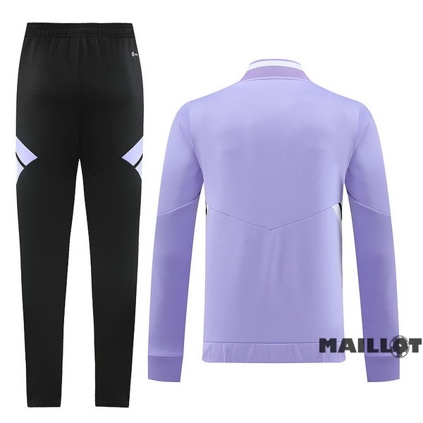 Foot Maillot Pas Cher Ensemble Complet Ropa Deportiva Con Cremallera Larga Real Madrid 2022 2023 Noir Purpura