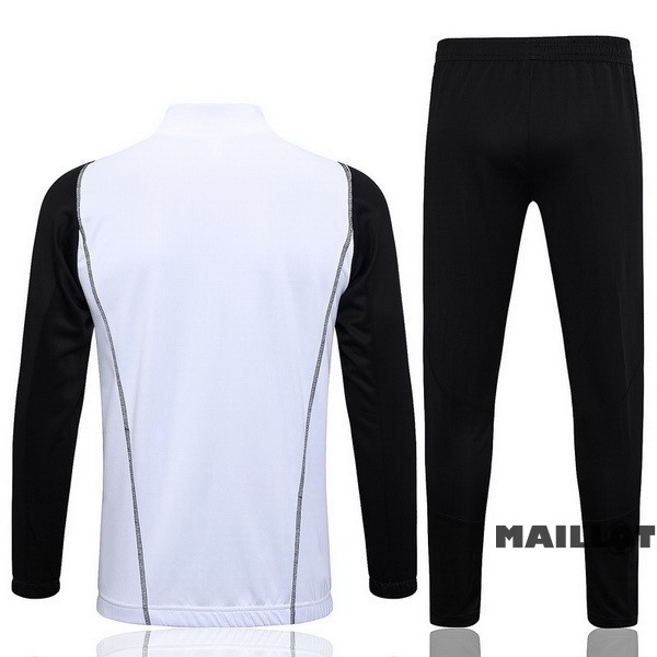Foot Maillot Pas Cher Ensemble Complet Ropa Deportiva Con Cremallera Larga Real Madrid 2023 2024 Blanc Noir