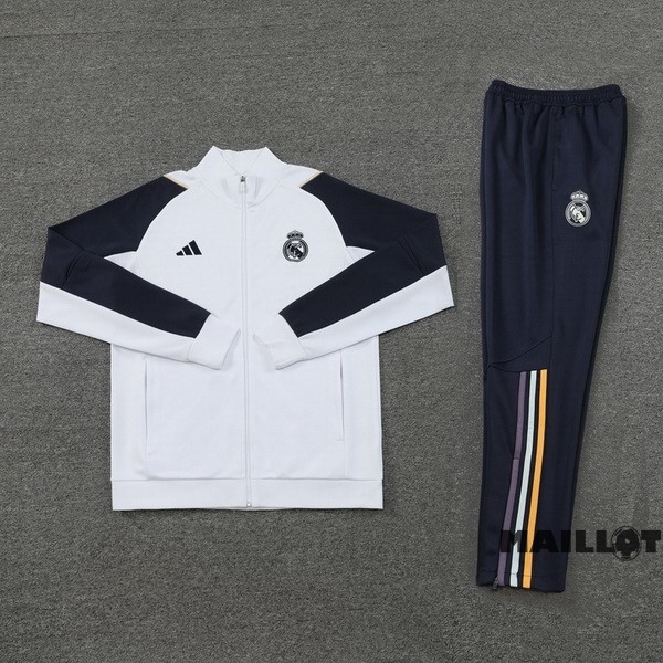 Foot Maillot Pas Cher Ensemble Complet Ropa Deportiva Con Cremallera Larga Real Madrid 2023 2024 Bleu Marine