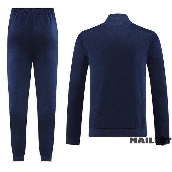 Foot Maillot Pas Cher Ensemble Complet Ropa Deportiva Con Cremallera Larga Real Madrid 2023 2024 Bleu Marine