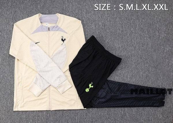 Foot Maillot Pas Cher Ensemble Complet Ropa Deportiva Con Cremallera Larga Tottenham Hotspur 2022 2023 Blanc Jaune Noir