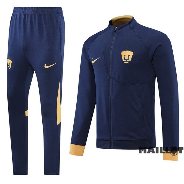 Foot Maillot Pas Cher Ensemble Complet Ropa Deportiva Con Cremallera Larga UNAM Pumas 2022 2023 Bleu Marine Jaune