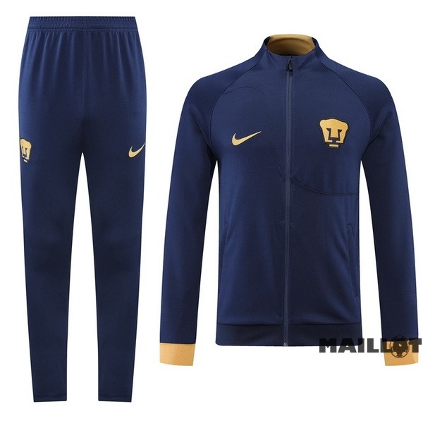 Foot Maillot Pas Cher Ensemble Complet Ropa Deportiva Con Cremallera Larga UNAM Pumas 2022 2023 Bleu Marine Jaune