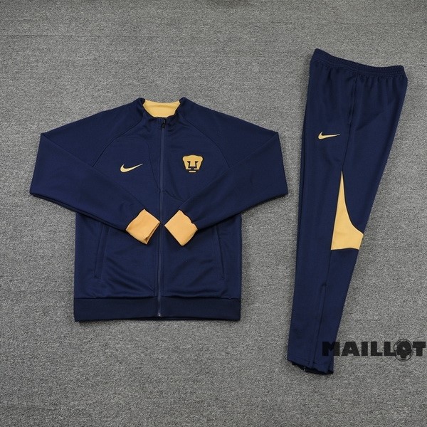 Foot Maillot Pas Cher Ensemble Complet Ropa Deportiva Con Cremallera Larga UNAM Pumas 2022 2023 Bleu Marine Jaune