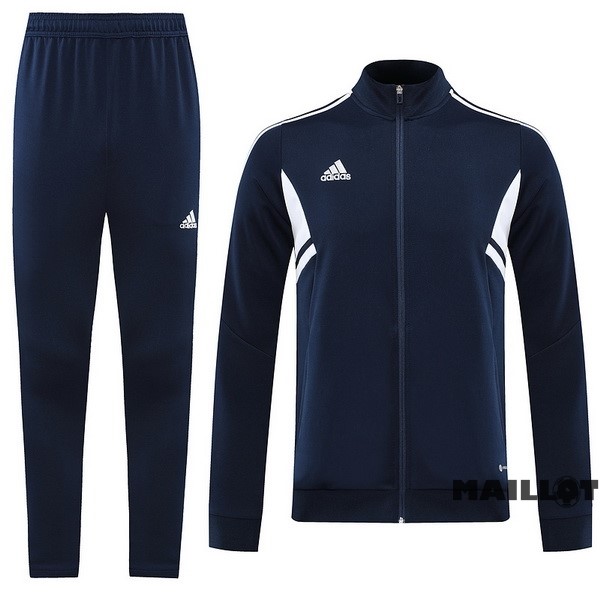 Foot Maillot Pas Cher Ensemble Complet Ropa Deportiva Con Cremallera Larga adidas 2022 2023 Bleu Marine Blanc