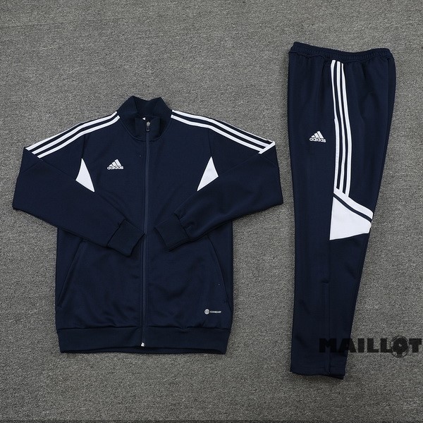 Foot Maillot Pas Cher Ensemble Complet Ropa Deportiva Con Cremallera Larga adidas 2022 2023 Bleu Marine Blanc