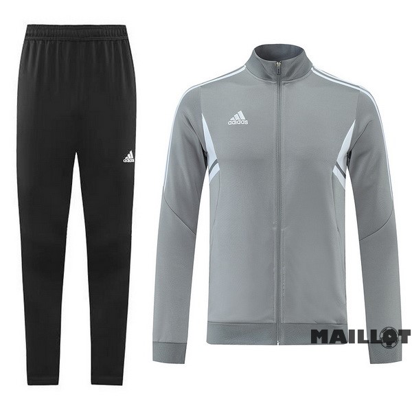 Foot Maillot Pas Cher Ensemble Complet Ropa Deportiva Con Cremallera Larga adidas 2022 2023 Gris Noir