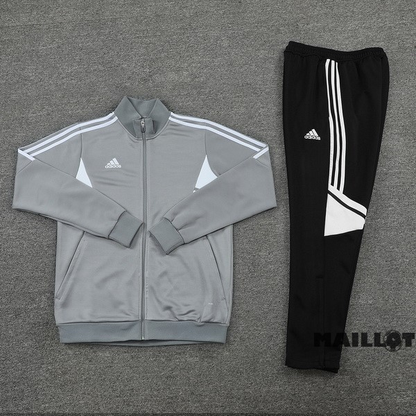 Foot Maillot Pas Cher Ensemble Complet Ropa Deportiva Con Cremallera Larga adidas 2022 2023 Gris Noir
