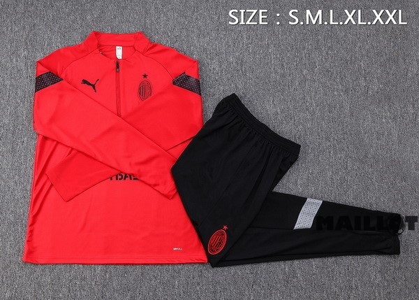 Foot Maillot Pas Cher Ensemble Complet Sudadera Entrainement AC Milan 2022 2023 Rouge Noir