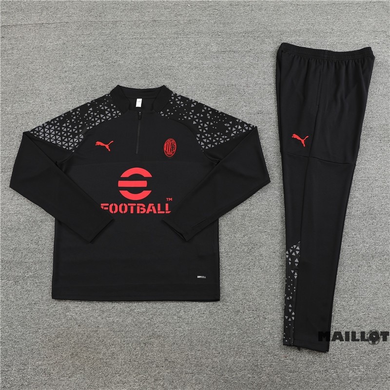 Foot Maillot Pas Cher Ensemble Complet Sudadera Entrainement AC Milan 2023 2024 Noir