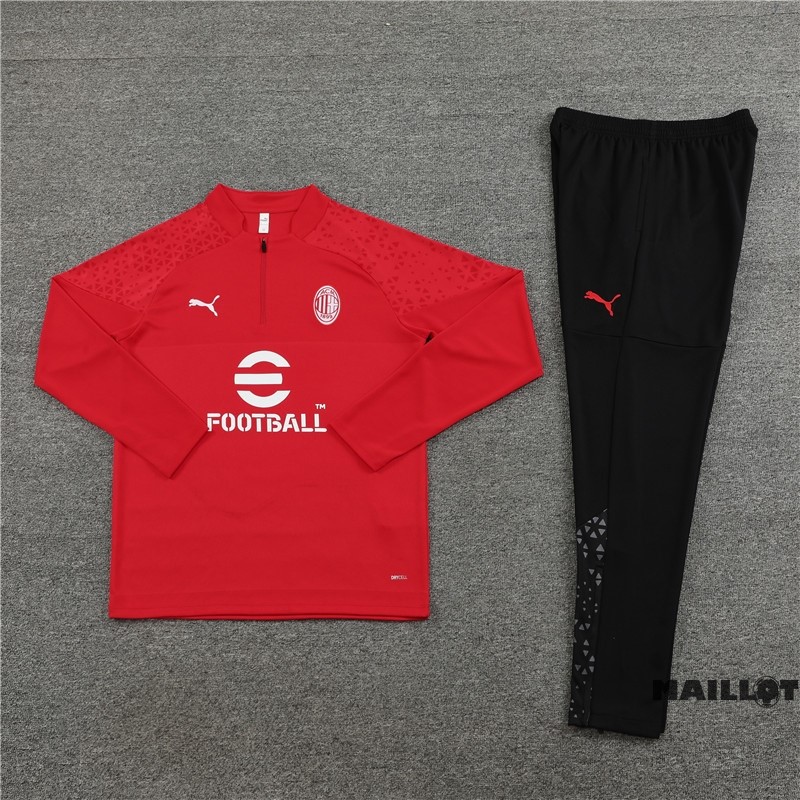 Foot Maillot Pas Cher Ensemble Complet Sudadera Entrainement AC Milan 2023 2024 Rouge I Noir