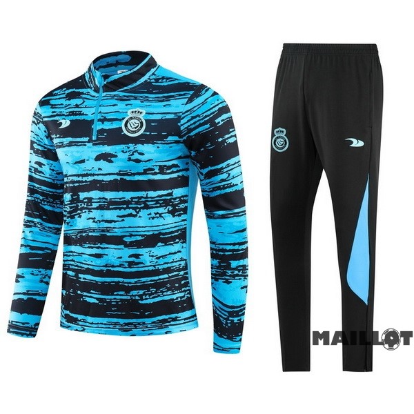Foot Maillot Pas Cher Ensemble Complet Sudadera Entrainement Al Nassr Enfant 2023 2024 Bleu Noir