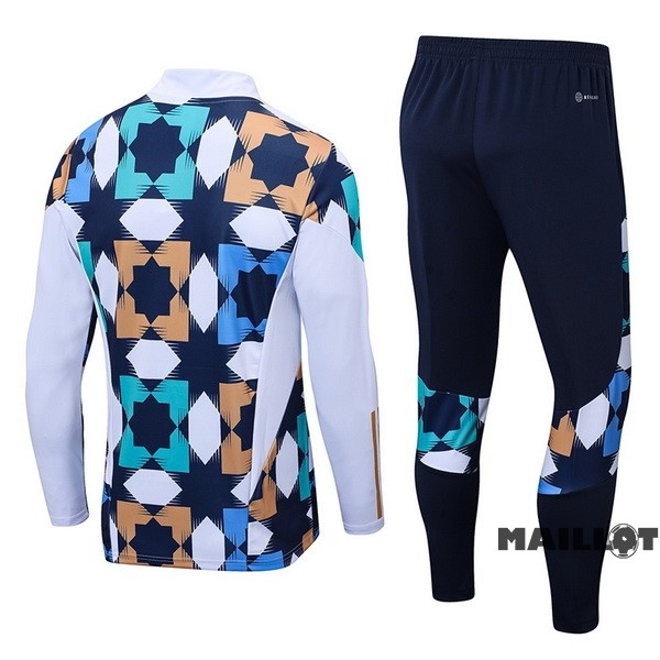 Foot Maillot Pas Cher Ensemble Complet Sudadera Entrainement Algérie 2022 Blanc Bleu