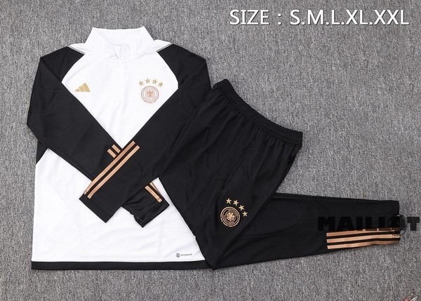 Foot Maillot Pas Cher Ensemble Complet Sudadera Entrainement Allemagne 2022 Blanc Noir