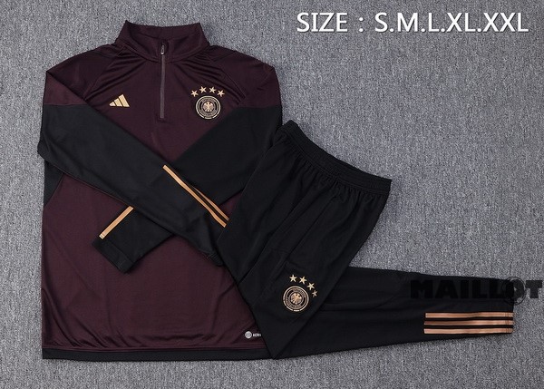 Foot Maillot Pas Cher Ensemble Complet Sudadera Entrainement Allemagne 2022 Bordeaux Noir